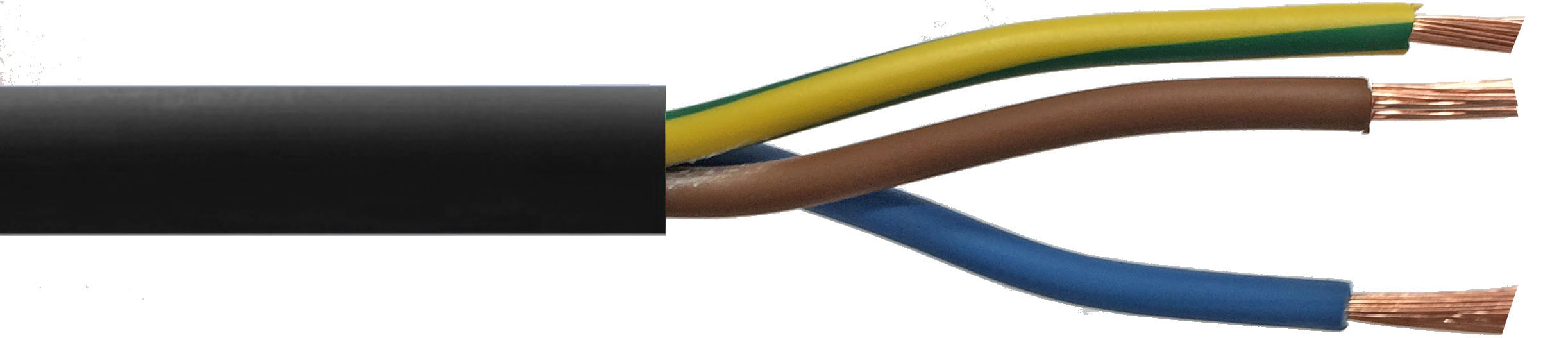1.5mm 3 Core Rubber Flex Black Cut to length